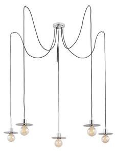 Argon 2079 - Lampadario a sospensione con filo CORSO 5xE27/15W/230V cromo lucido