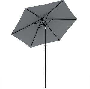 Outsunny Ombrellone giardino Ø200 cm con manovella e palo alluminio, Grigio scuro | Aosom Italy