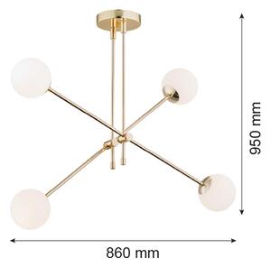 Argon 1695 - Lampadario su palo ABSTRACT 4xE14/7W/230V ottone