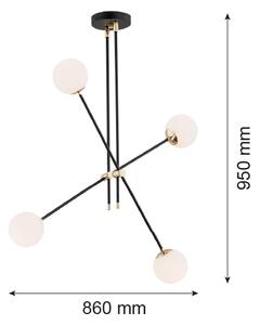 Argon 1696 - Lampadario su bastone ABSTRACT 4xE14/7W/230V nero
