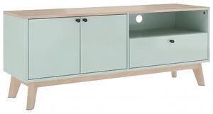 HOMCOM Mobile TV 120 cm con 2 ante, cassetto e vano aperto, Verde chiaro | Aosom Italy