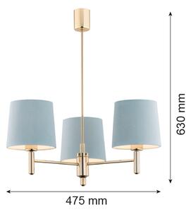 Argon 1484 - Lampadario a sospensione con supporto rigido PONTE 3xE27/15W/230V blu/ottone