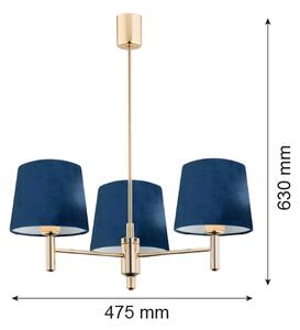 Brilagi - Lampadario con asta MONTE 3xE27/15W/230V blu/oro