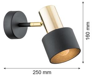 Argon 4265 - Faretto da muro DORIA 1xE27/15W/230V nero/ottone