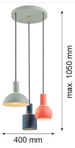 Argon 1479 - Lampadario a sospensione con filo SINES 3xE27/15W/230V verde/blu/arancione