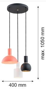 Argon 1480 - Lampadario a sospensione con filo SINES 3xE27/15W/230V nero/bianco/arancione