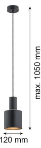 Argon 4219 - Lampadario a sospensione con filo SINES 1xE27/15W/230V d. 12 cm nero