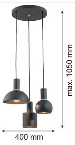 Argon 1472 - Lampadario a sospensione con filo SINES 3xE27/15W/230V nero