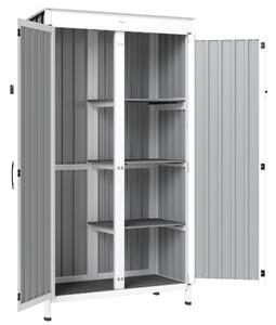 Outsunny Armadio giardino in legno e acciaio con 3 ripiani, 94x43x166 cm, Nero | Aosom Italy