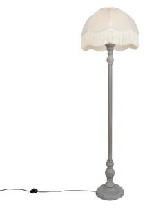 Lampada da terra grigia con paralume beige e interno bianco 45cm - Classico
