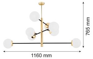 Argon 5041 - Lampadario su palo CAMERON 8xE27/15W/230V ottone/nero