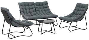 Outsunny Salotto giardino 4 pezzi in acciaio con cuscini, Grigio | Aosom Italy