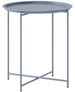 Outsunny Tavolino rotondo pieghevole con piano rimovibile, Ø46x50 cm, Blu | Aosom Italy
