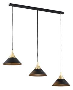 Argon 6140 - Lampadario a sospensione con filo MASSETO 3xE27/15W/230V nero/oro