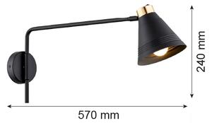 Argon 8009 - Applique AVALONE 1xE27/15W/230V 57 cm nero/oro