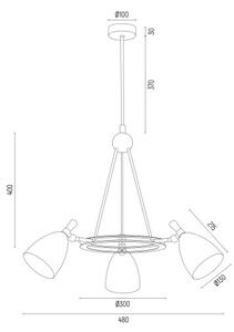 Argon 6148 - Lampadario su palo CHARLOTTE 3xE27/15W/230V bianco/oro
