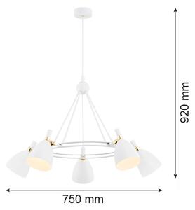 Argon 2117 - Lampadario su palo CHARLOTTE 5xE27/15W/230V bianco/oro