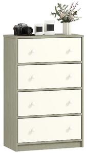 Cassettiera con 4 Cassetti in Tessuto 58x30x91 cm con Maniglie Doppie Struttura in MDF Bianco e Grigio
