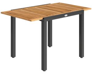 Outsunny Tavolo giardino estensibile in acacia e acciaio, 120/80x70 cm, Legno naturale | Aosom Italy
