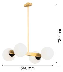 Argon 1767 - Lampadario su palo FREEMONT 4xE27/15W/230V oro/bianco/nero