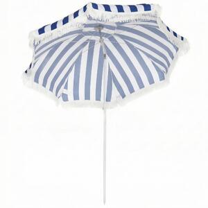 Outsunny Ombrellone spiaggia Ø180 cm con inclinazione 30°, Blu e Bianco | Aosom Italy