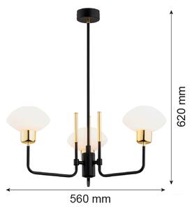 Argon 6166 - Lampadario a barra RAVELLO 3xE14/15W/230V nero/oro