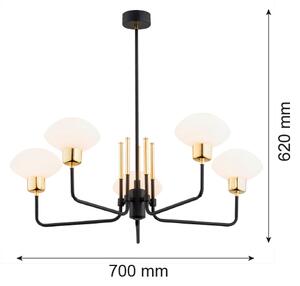 Argon 2128 - Lampadario RAVELLO 5xE14/15W/230V nero/oro su asta