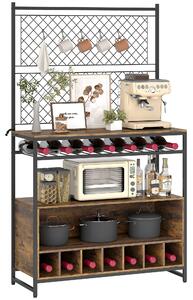 HOMCOM Scaffale da Cucina con Piano di Lavoro, Pannelli in Metallo, 5 Ganci, Mobiletto per Spezie, Pentole, Padelle, Marrone | Aosom Italy