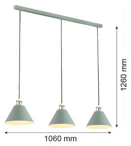 Argon 6177 - Lampadario a sospensione con filo ORTE 3xE27/15W/230V verde