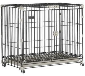 PawHut Gabbia cane pieghevole con ruote, vassoio e tetto apribile, 75,5x46x64,5 cm, Nero | Aosom Italy