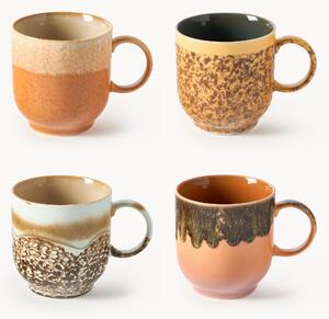 Set di 4 tazze fatte a mano con smalto reattivo 70's