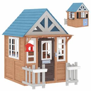 AIYAPLAY Casetta bambini legno con cucina e porticina animali, Marrone | Aosom Italy