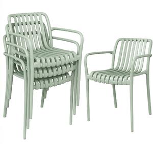 Outsunny Set 4 sedie giardino impilabili in polipropilene anti UV, Grigio verde | Aosom Italy