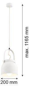 Argon 8280 - Lampadario a sospensione con filo LOGAN 1xE27/15W/230V diametro 20 cm bianco