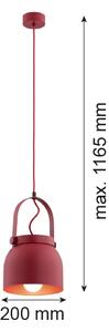 Argon 8282 - Lampadario a sospensione con filo LOGAN 1xE27/15W/230V diametro 20 cm rosso