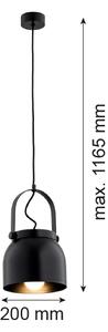 Argon 8281 - Lampadario a sospensione con filo LOGAN 1xE27/15W/230V diametro 20 cm nero