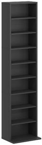 HOMCOM Scaffale Porta CD con 6 Ripiani Regolabili, Capacità di 260 CD/120 DVD, 33x24x140 cm, Nero