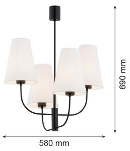 Argon 1822 - Lampadario a sospensione con supporto rigido SAFIANO 4xE27/15W/230V nero