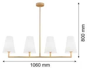 Argon 1828 - Lampadario a sospensione con supporto rigido SAFIANO 4xE27/15W/230V oro