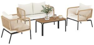 Outsunny Set giardino 4 persone con divano 2 posti, poltrone e tavolo | Aosom Italy