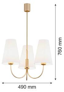 Argon 6267 - Lampadario a sospensione con supporto rigido SAFIANO 3xE27/15W/230V oro