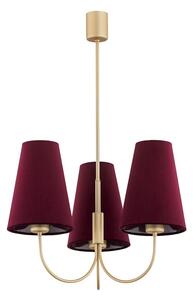 Argon 6270 - Lampadario a sospensione con supporto rigido SAFIANO 3xE27/15W/230V burgundy