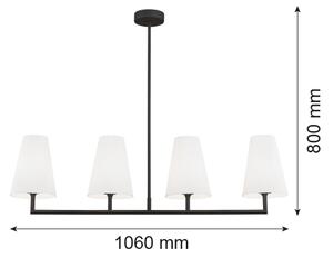 Argon 1831 - Lampadario a sospensione con supporto rigido SAFIANO 4xE27/15W/230V nero