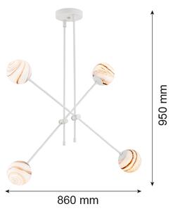 Argon 1841 - Lampadario a sospensione con supporto rigido ABSOS 4xE14/7W/230V alabastro bianco