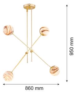 Argon 1840 - Lampadario a sospensione con supporto rigido ABSOS 4xE14/7W/230V alabastro oro