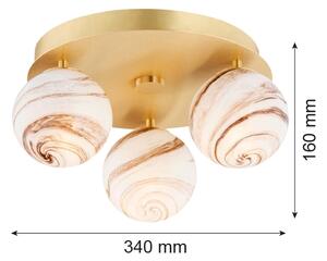 Argon 6290 - Plafoniera FABIO 3xE14/7W/230V alabastro oro