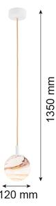 Argon 8451 - Lampadario a sospensione con filo ALMIROS 1xE14/7W/230V diametro 12 cm alabastro bianco/oro