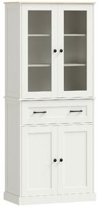 HOMCOM Mobile cucina con 2 ante acrilico, cassetto e ripiani regolabili, 76x40x182,5 cm, Crema | Aosom Italy