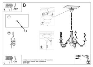 Lampadario a sospensione con catena MINERWA 5 5xE14/40W/230V bianco