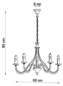 Lampadario a sospensione con catena MINERWA 5 5xE14/40W/230V bianco
